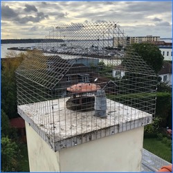 Due to its proximity to the sea, this cage was constructed entirely of stainless steel and fitted using stainless steel fixings.