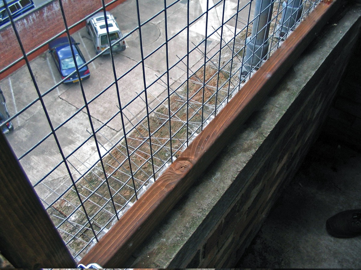 The fire service wanted a pigeon proofing solution that could be removed when the tower was being used. Bird Management Solutions designed and fabricated these removable steel mesh panels. 