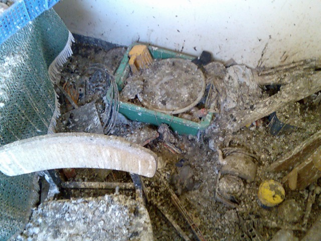 Pigeon fouling on a balcony of a flat