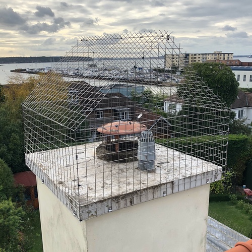 Chimney cage to prevent Gulls from nesting.